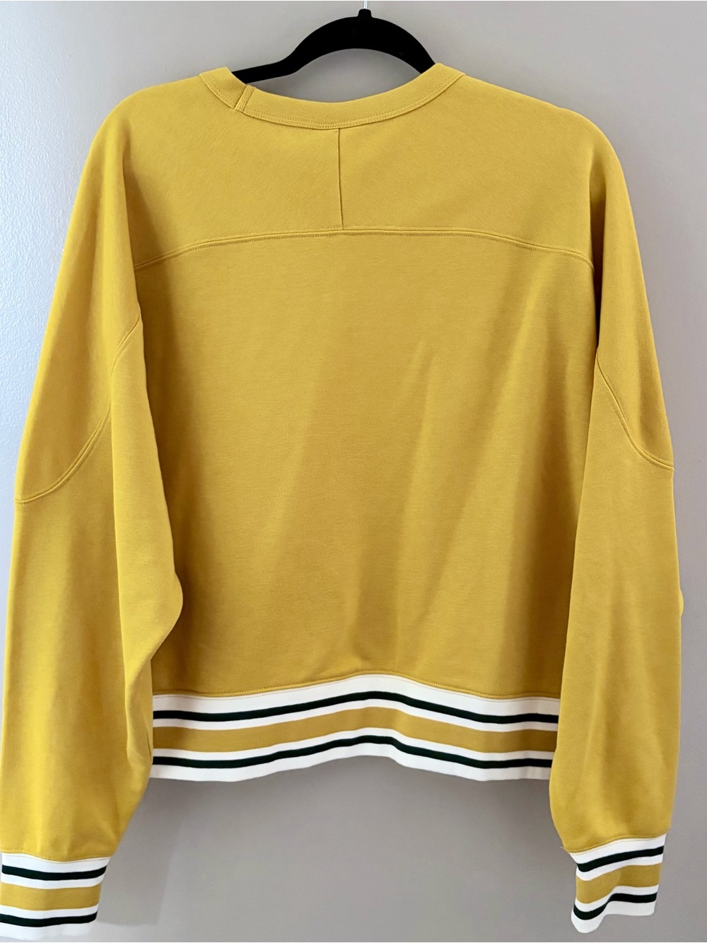 Champion Script Logo Mustard Yellow Striped Trim Crewneck Sweatshirt XXL - Picture 2 of 5